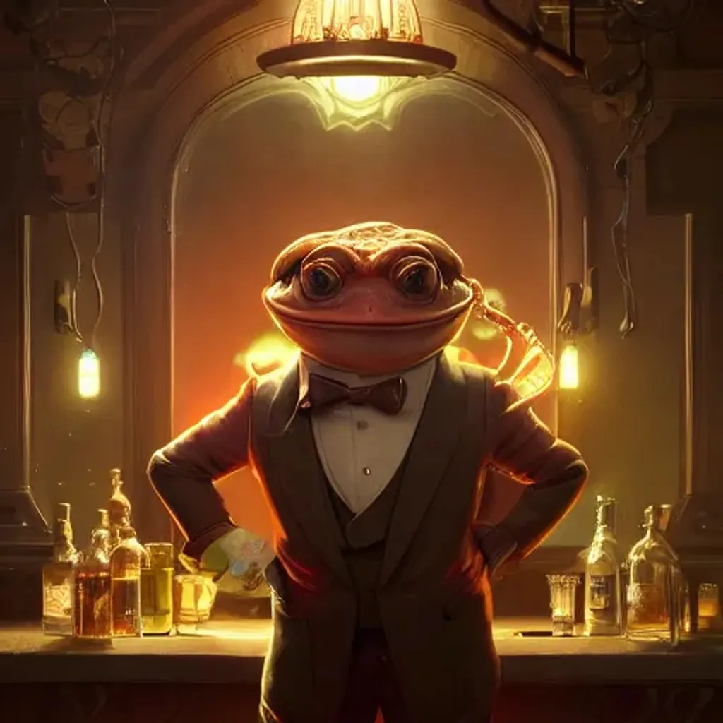 Prompt: Toad bartender im a suit, smiling,
8k resolution concept art by Greg Rutkowski, Artgerm, WLOP, Alphonse Mucha dynamic lighting hyperdetailed intricately detailed Splash art trending on Artstation triadic colors Unreal Engine 5 volumetric lighting entangled elaborate detailed complex meticulous intricate