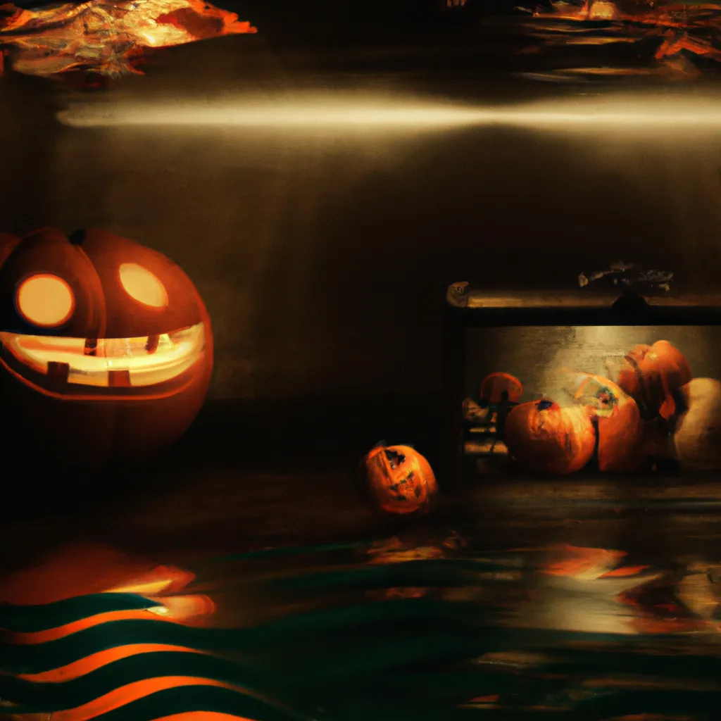 Prompt: Dark art, Macabre Art,lit Jack-o'-lantern submerged in a think tank in the backrooms,4K,chic creepy funny spooky awesome goofy cool scary mysterious Halloween vibe,digital art, trending on art station, award winning, iconic,classic,by Caravaggio,by Henry Fuseli,by Salvador Dali,by Edvard Munch,by Francis Bacon,by Hieronymus Bosch