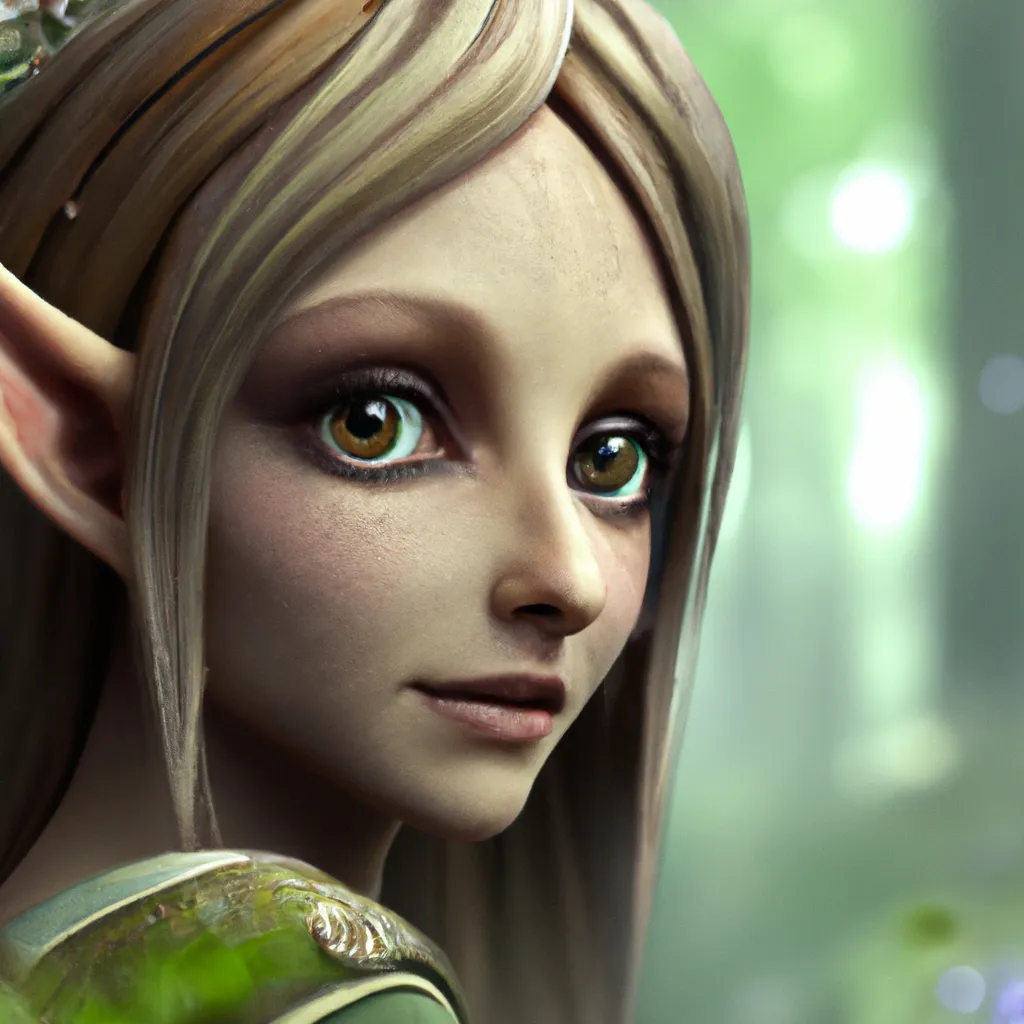 Prompt: wood elf, large green eyes, smooth skin, lush magical forest background, deep colors, perfect composition, hyperrealistic, hyperdetailed, 32k, high quality, trending art, trending on artstation, sharp focus, studio photo, intricate details by greg rutkowski
