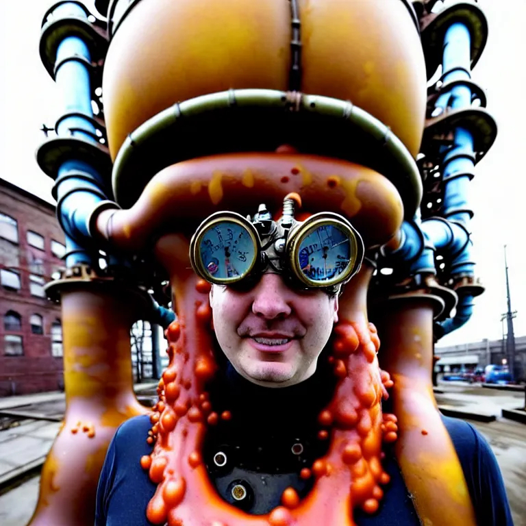 A giant gelatinous fungus grows in an enormous steam... OpenArt