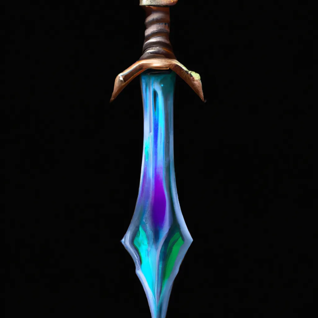 Prompt: Digital painting RPG item icon of the bastard sword in black background RPG icon from World of Warcraft and League of Legends digital artwork by Greg Rutkowski trending on artstation HQ high-quality, vivid and vibrant colors, hard shadows, volumetric lighting