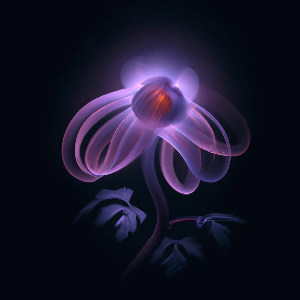 Prompt: Curvaceous Light beings | mystical dancing purple anemone as a light bending cute angel covered in streaks of halogen light in the style of Hieronymous Bosch, Bruce Pennington, Dali, Munch, Escher, Klarwein, Yamamoto, Hattori, Leyendecker, Mullins, Magritte, Giger | muted soft tones | dark background | ultra sharp focus | 3d octane render artstation trending 8k unreal engine | centered | Disney Pixar Dreamworks 