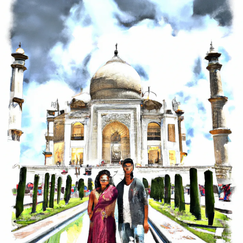 Prompt: Indians posing with Taj Mahal, ultradigital illustration, realistic