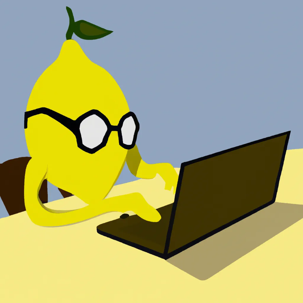 Prompt: Lemon is studying and using his laptop art design realistic