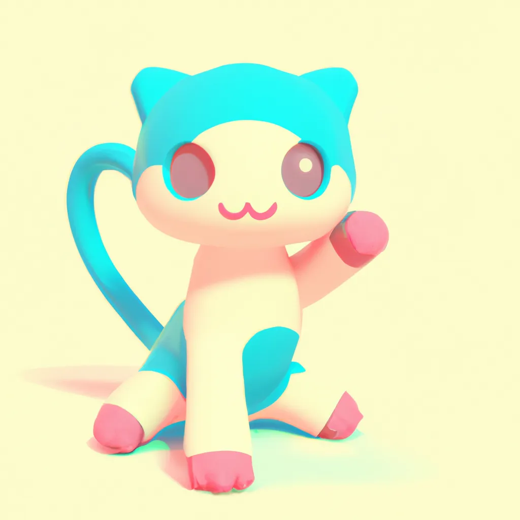 Prompt: cute pokemon cat posing, advertisement, limited color palette, pastel colors, 90s photography, bright lighting, simple, pbr rendering, cute smile