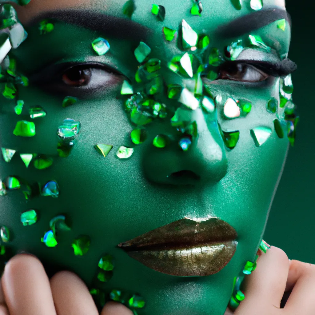 Beautiful Woman With Her Face Covered With Emeralds Openart