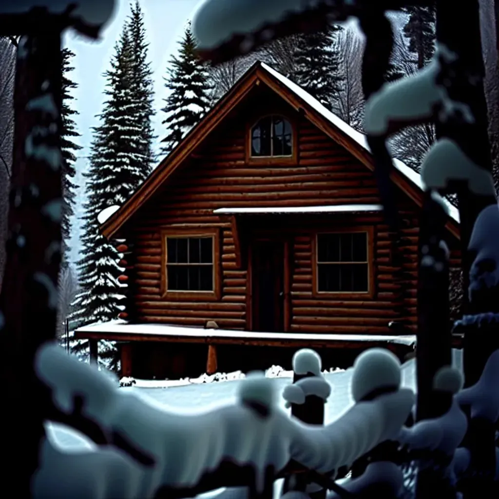 Snowy Cabin In The Woods Openart