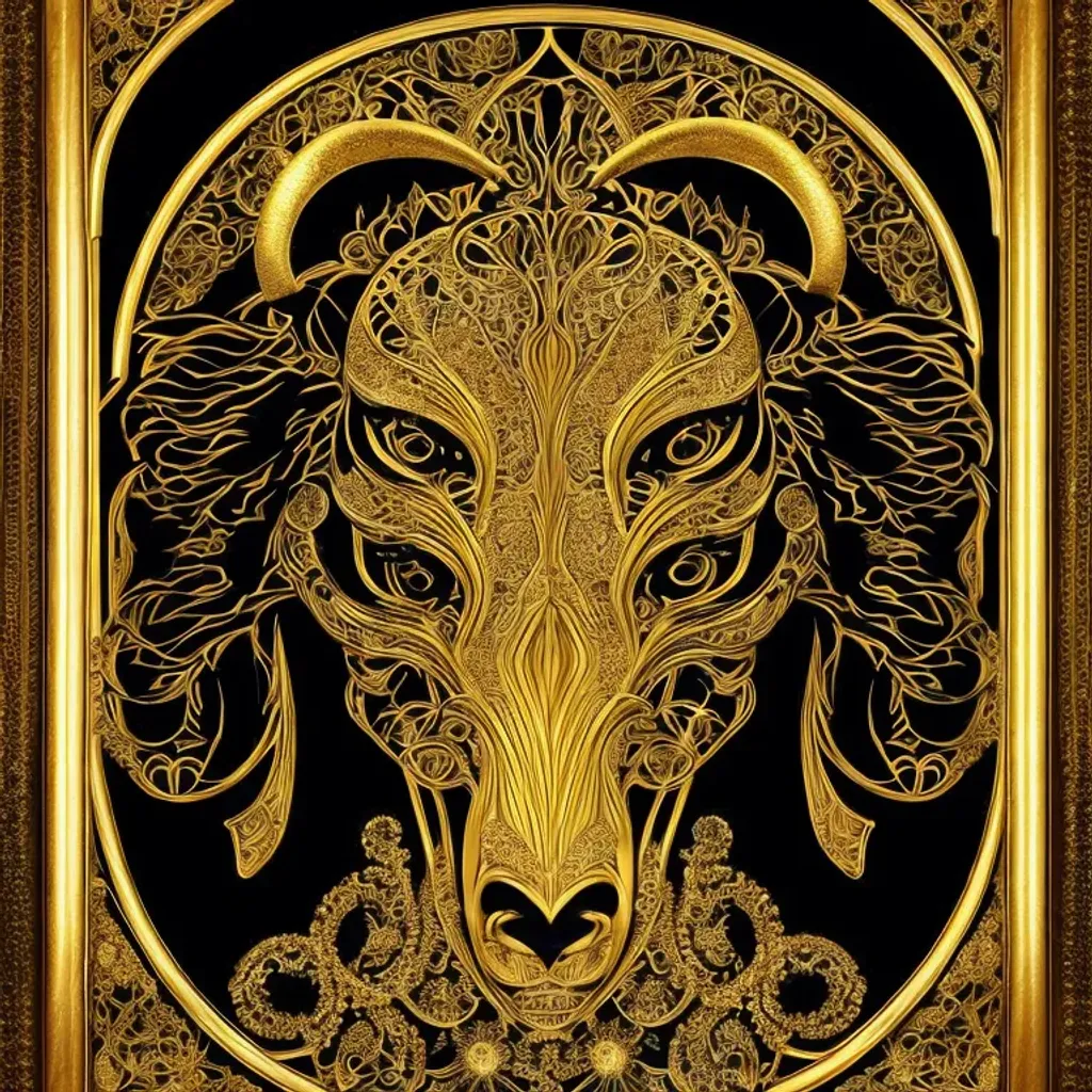 Prompt: black and gold aries zodiac, (((symmetrical))), 16k, HDR, RTX, insanely detailed and intricate, hypermaximalist, elegant, ornate, hyper realistic, super detailed, intricately ultra realistic, detailed face, medieval, cyberpunk, cyborg, to scale, hyper realistic, cinematic lighting, digital art, concept art, (((midjourney v4 style))), (((Artstation))), engraved, luxury art, silver, leather, carbon, metal, maximum texture, sharp focus, gigapixel, skin pores, hard focus, 3D, raytraced, rendered