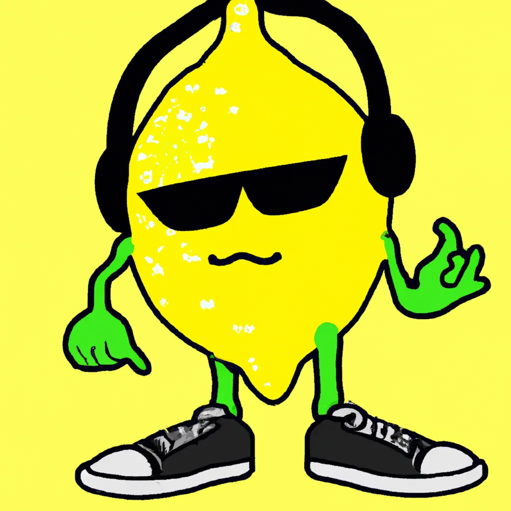 Prompt: a lemon character as funky pop