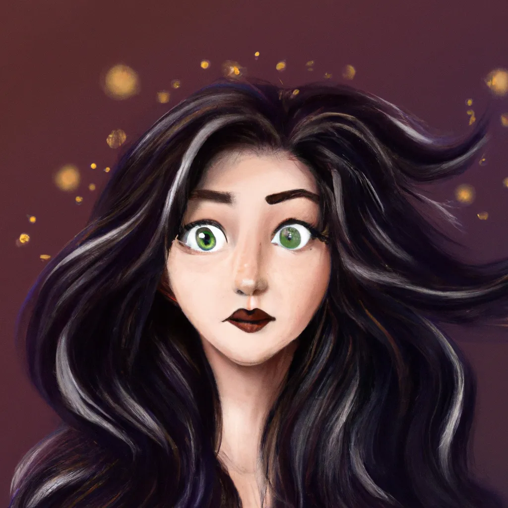 Prompt: Girl with green eyes, long, wavy, brown hair, pretty, fantasy, digital art