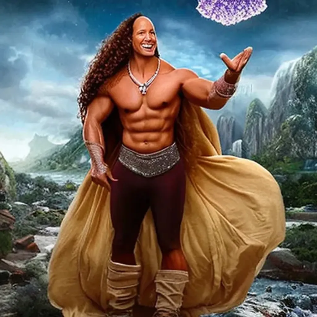 Prompt: dwayne johnson as a disney princess