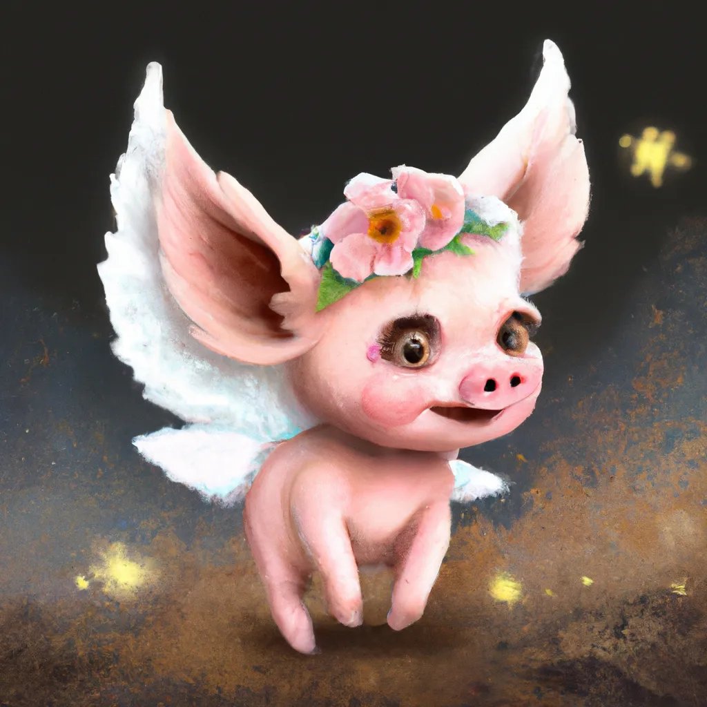 Prompt: cute fairy pig fantasy art