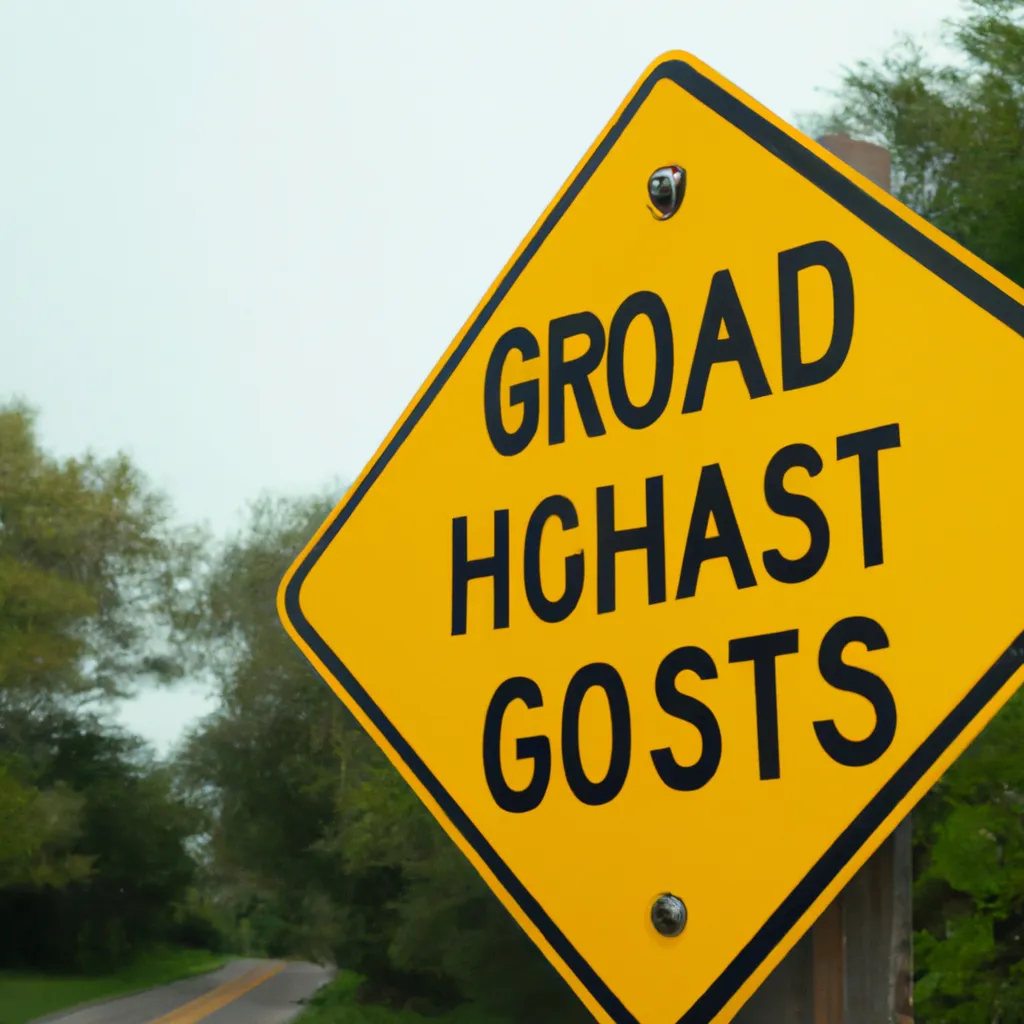 Prompt: An american road sign warning for ghosts and goblins ahead, 4k, nikon, 35mm