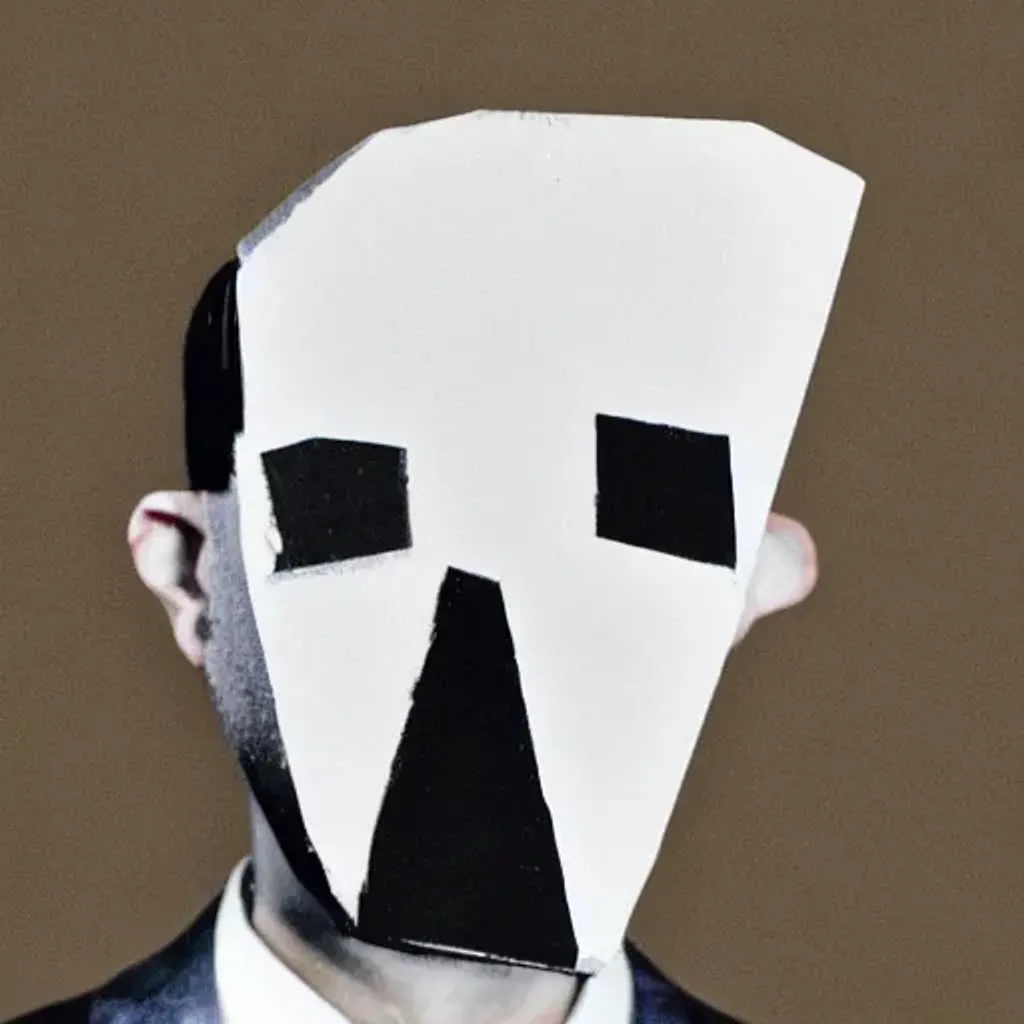 Prompt: A tall man with a white face and a big rectangle shaped head