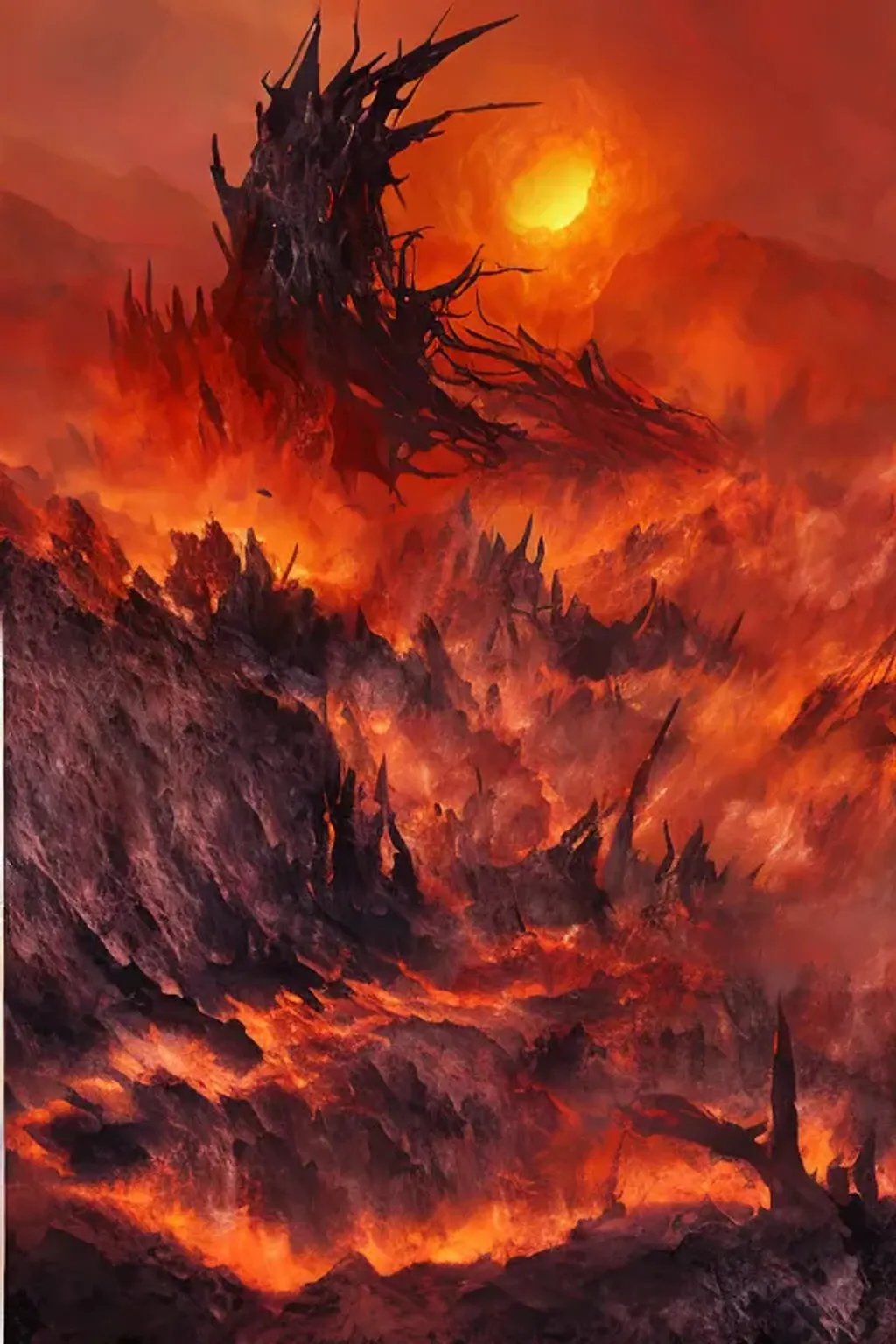 tomasz jedruszek phyrexian mountain red orange fire... | OpenArt