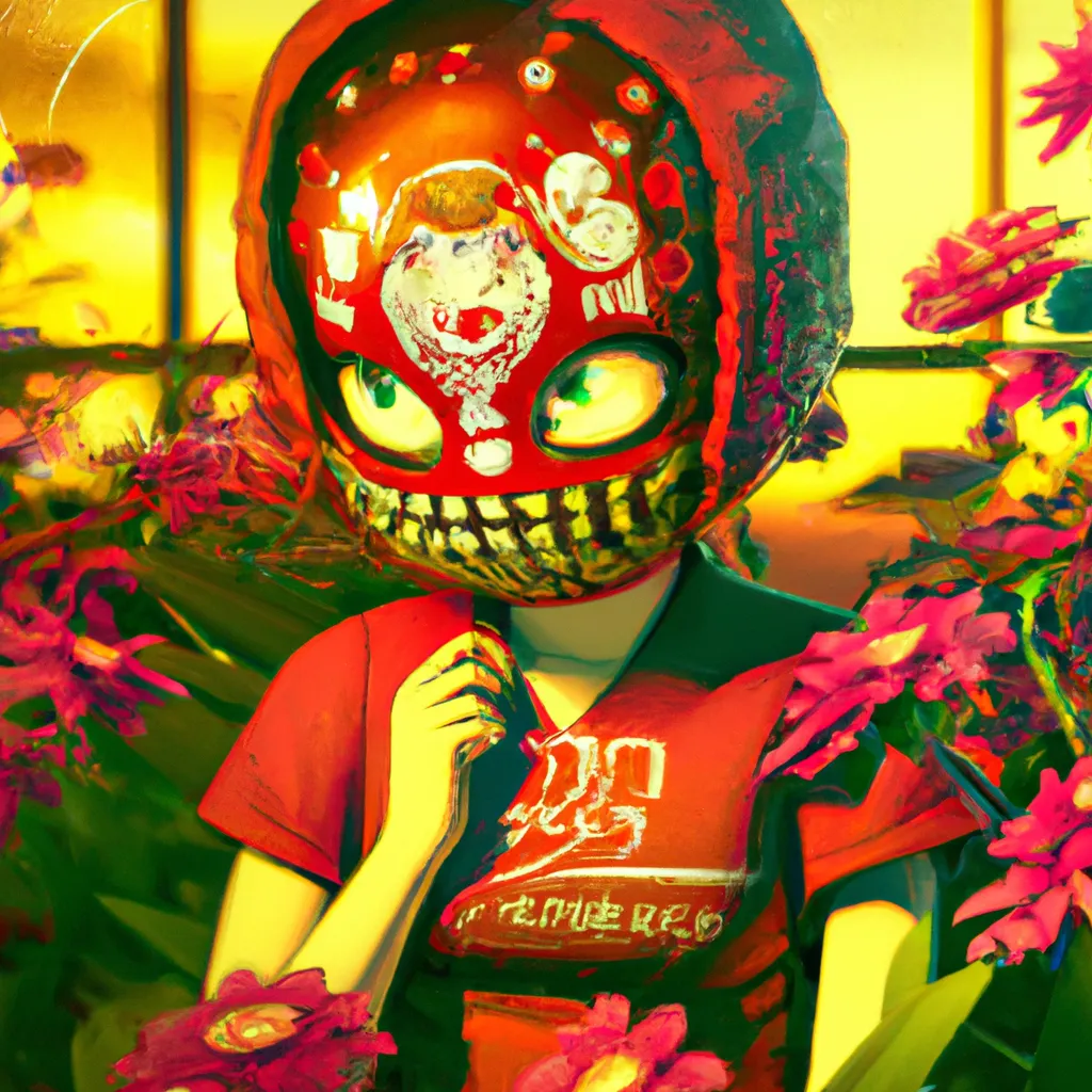 Prompt: a Ukiyo-e comic book styled vintage risograph of a adorable lit Dia de Los muertos Girl wearing a gasmask and hazmat suit,red spider lilies bloomin,bubbles,eclipse,4K,moody,award winning, trending on art station,goofy funny spooky scary mysterious halloween horror vibe, intricate details,digital art,incredible design,emotive,unreal engine 5 render,octane render,dia de Los muertos