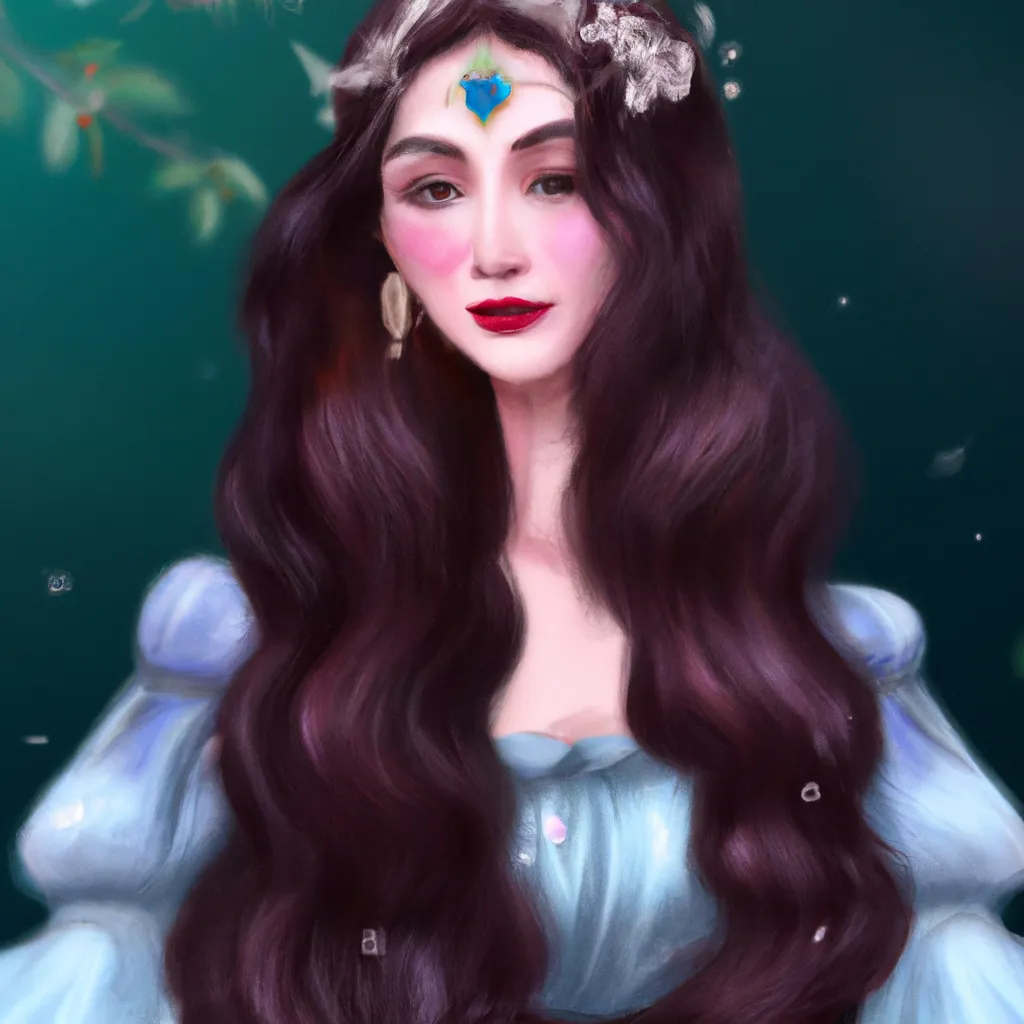 Prompt: Portrait of beautiful goddess with long flowing hair. dressed in greek robes. enthralling eyes with long curly eyelashes, spring colors; decadent; lush, trending on Artstation, maximalist; Coby Whitmore, Anna Dittmann, Norman Saunders, WLOP, Huang Guangjian, Tom Bagshaw, Natalie Shau