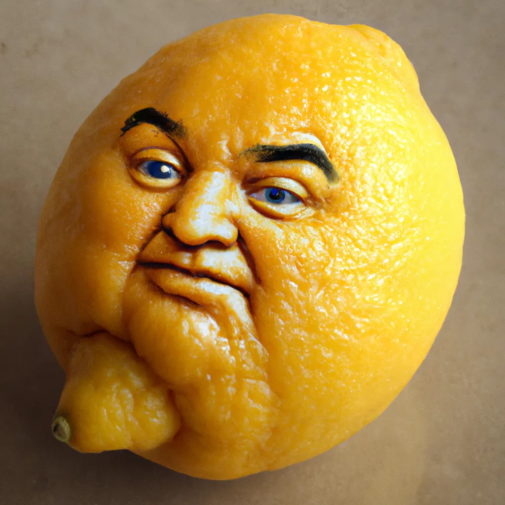 Prompt: a Photo-Realistic Lemon as Jackie Gleason 