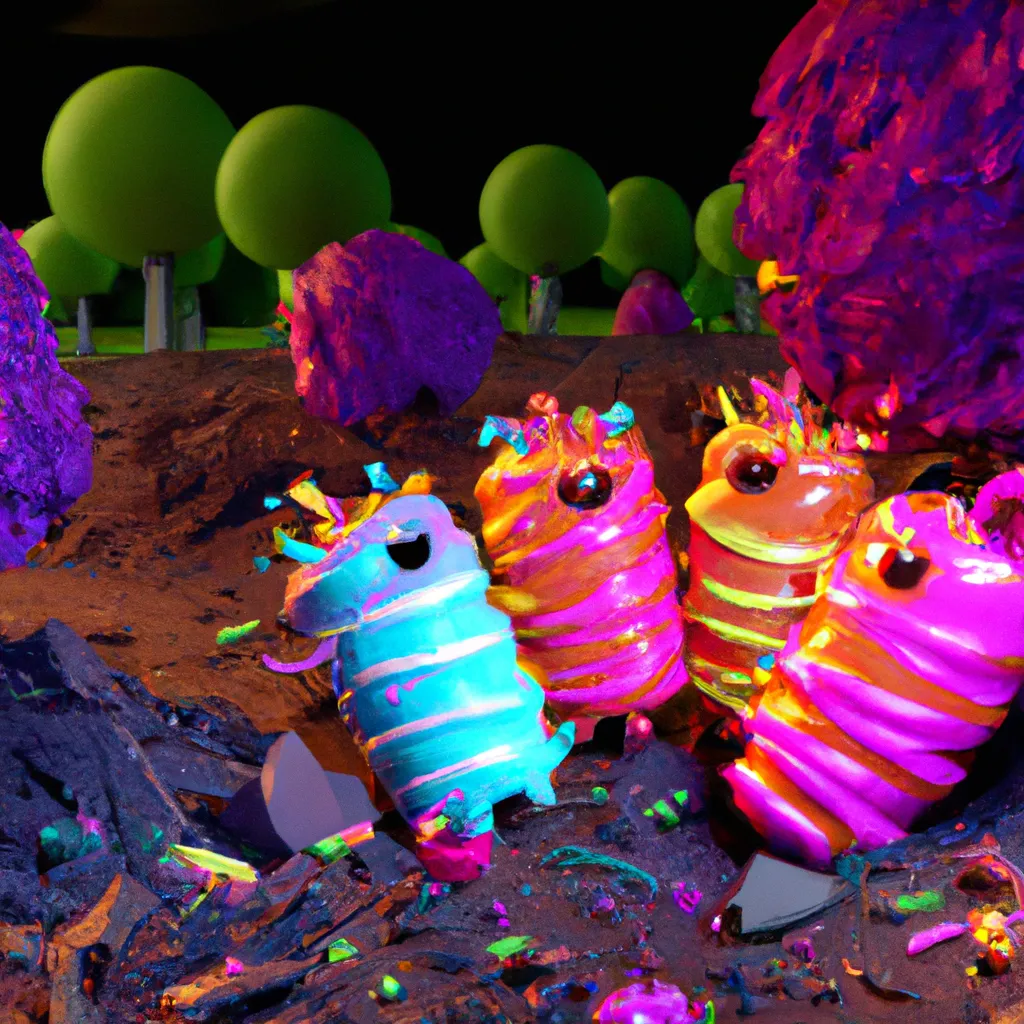 Prompt: Candy Monsters destroying a forest, cute 4d rendered, bioluminescent, sharp focus, cinematic, extremely detailed, studio quality, trending in artstation, smooth