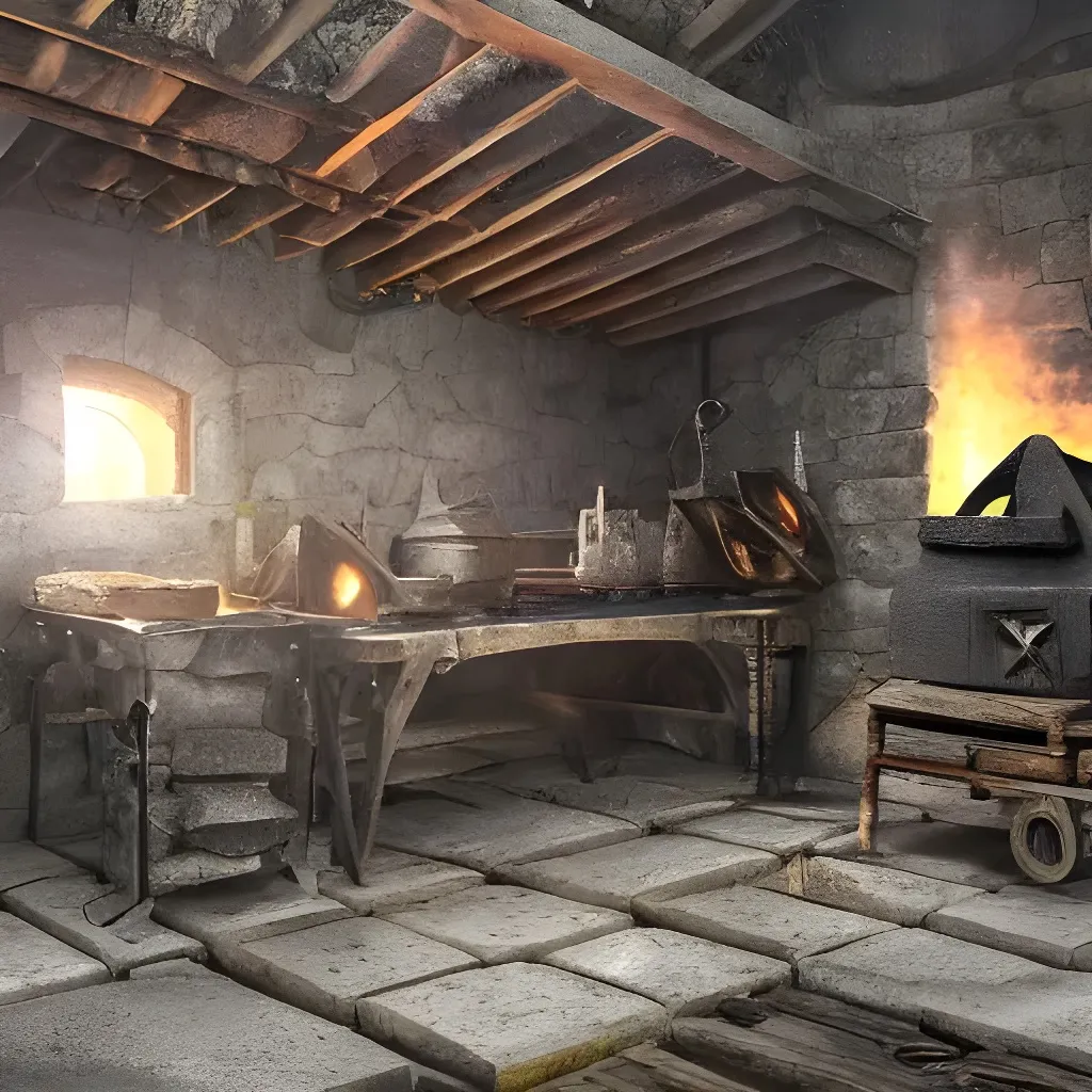 blacksmith, smithy forge, smelting furnace, medieval... | OpenArt