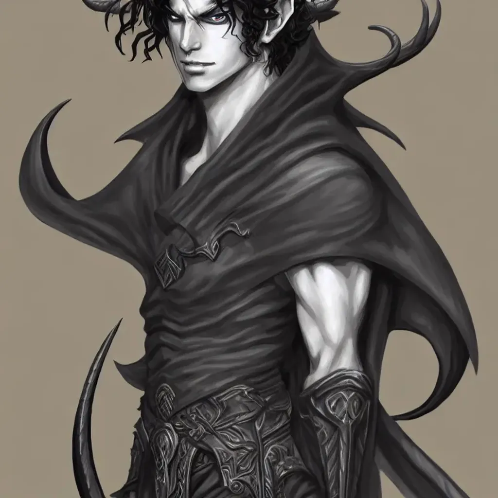 splash art portrait of a male tiefling, pretty face,... | OpenArt