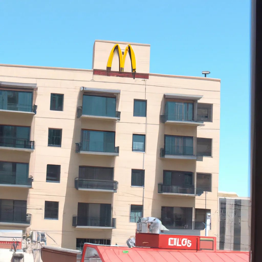 Prompt: A 10-story McDonald's, low quality, slightly pixelated, 240p resolution.