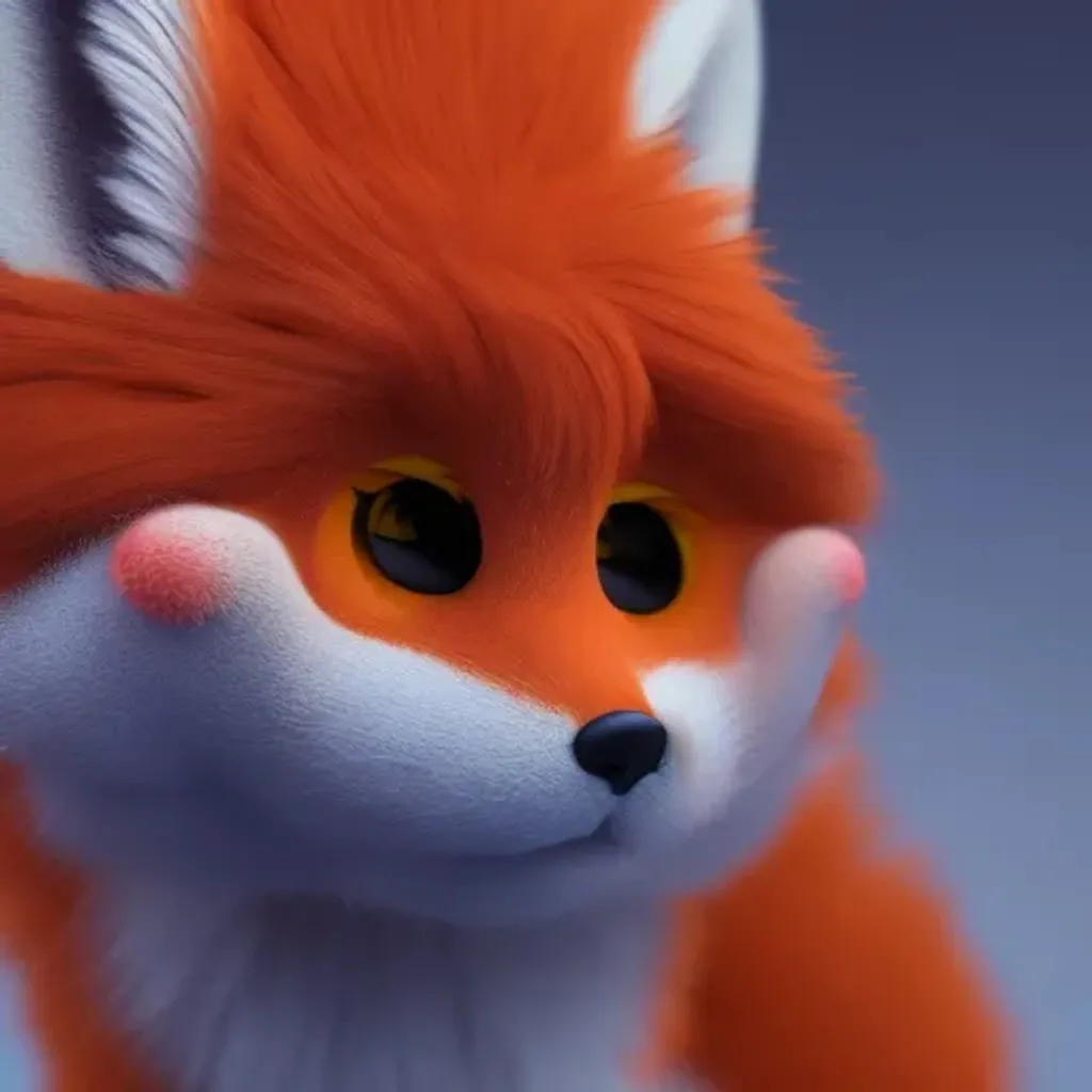 Prompt: cutest extra fluffy 3d fox creature on earth with large eyes, Soft and poofy. Unreal engine. Cinema 4d. Cinematic. Pixar