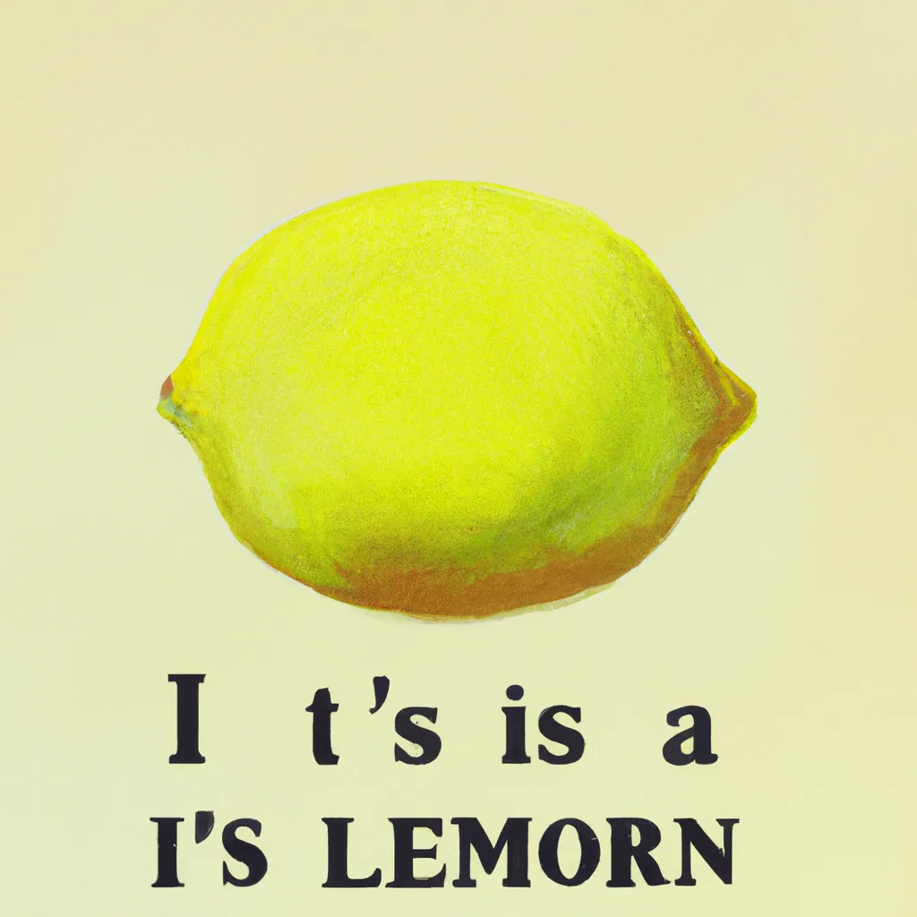 Prompt: A painting of a single lemon with the words "This Is Not A Lemon" below it. Homage to The Treachery of Images by René Magritte.