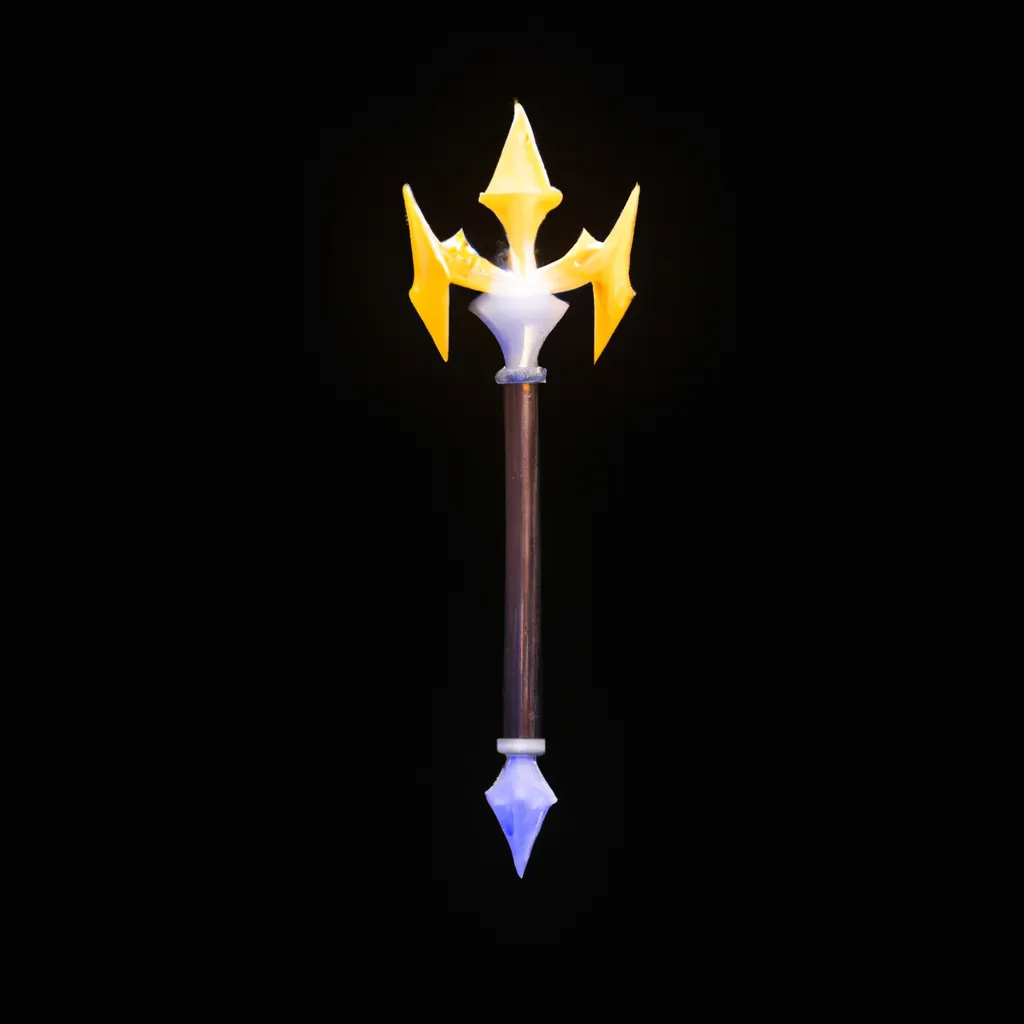 Prompt: spear in the middle center of a black background, game item icon, game asset, World of Warcraft