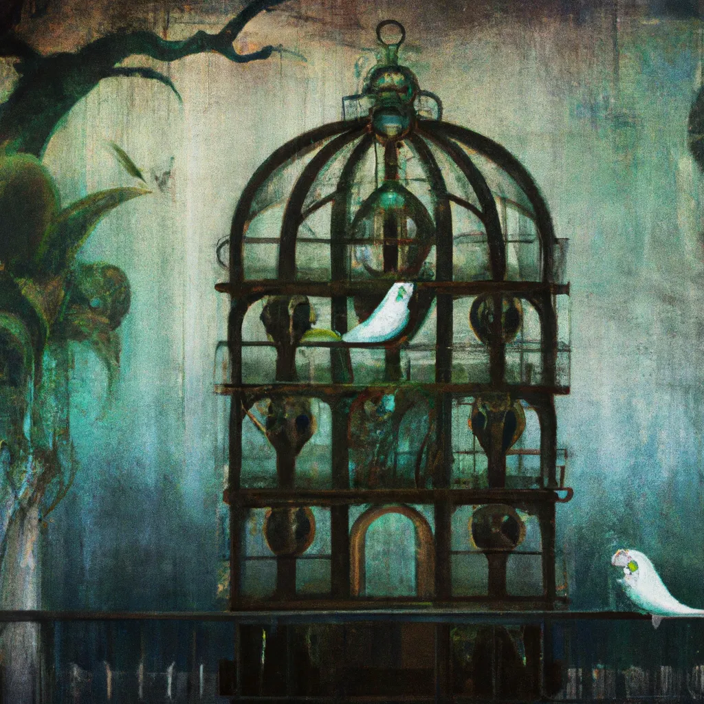 Prompt: PHASE 108 (CAPRICORN 28°): A LARGE AVIARY. Romanticism, professional artist style,  as trending on art station outpainting