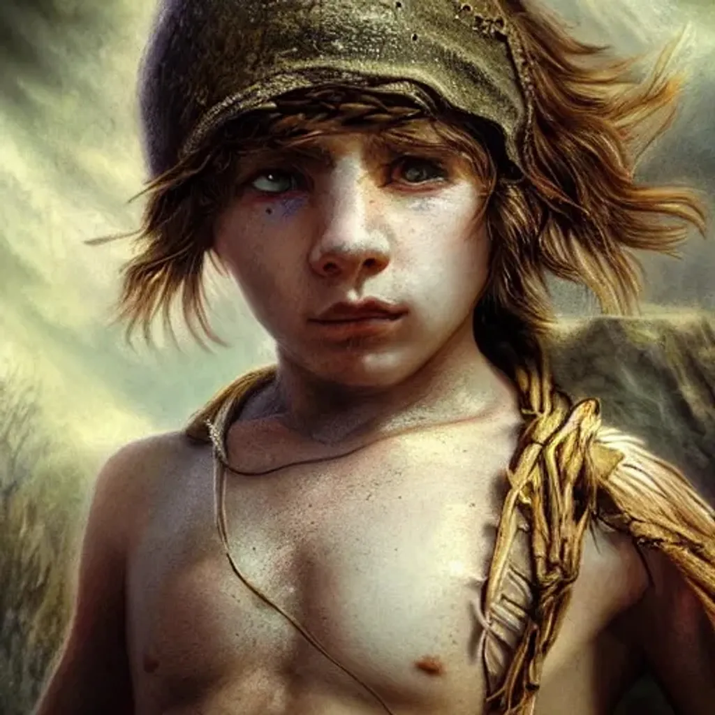 Prompt: Young Paleolithic boy,rich vivid colors, award-winning photograph, intricate detail, Perfect Composition, dreamlike, Cinematic Shot, 32K Resolution, Highly Detailed, Digital Painting, complete sharpness, trending on artstation, sharp focus, studio photo, intricate details, highly detailed