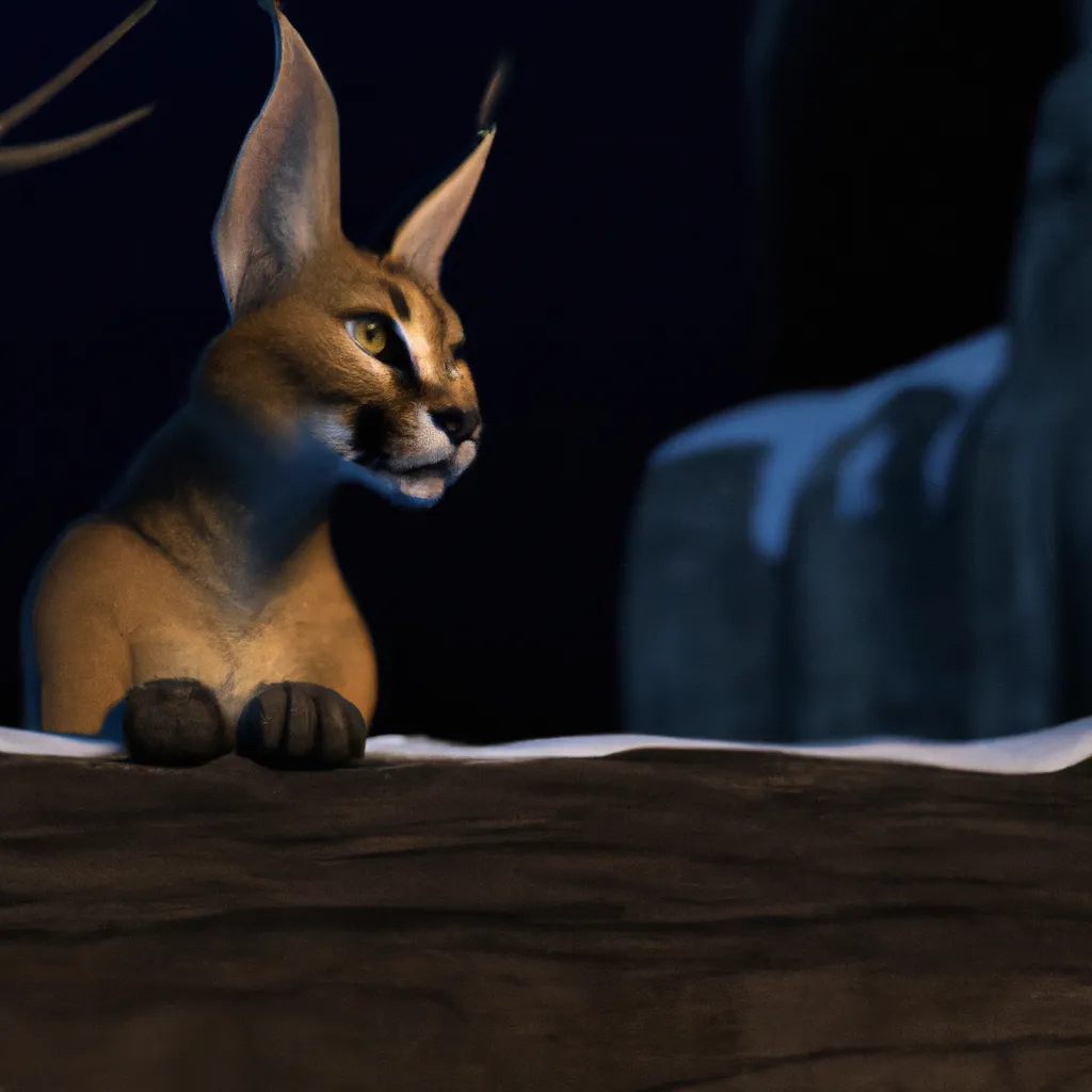 Prompt: animation still of Floppa the Caracal sitting on a ledge in the movie Ice Age, 4k, high detail