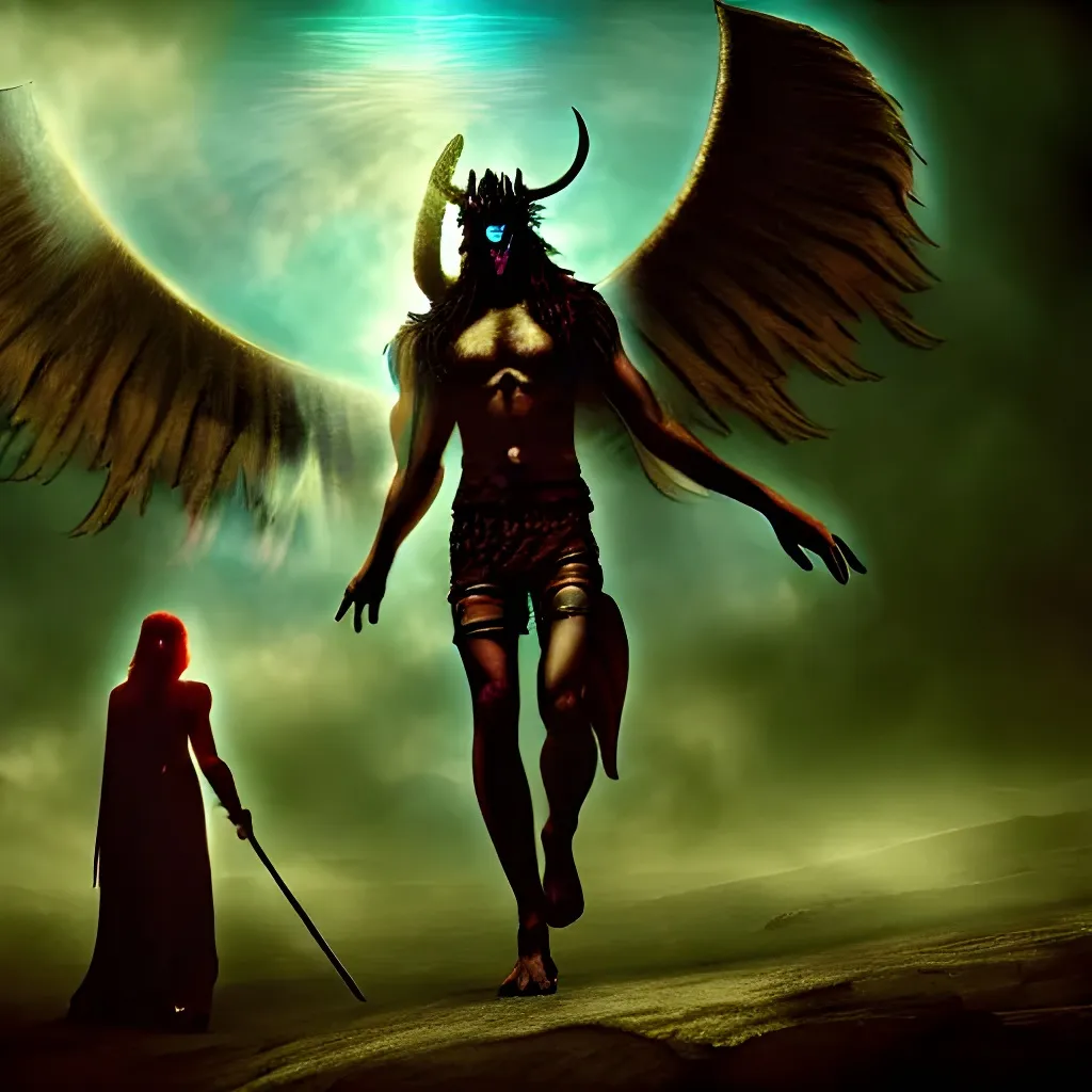 Prompt: fantasy artwork, a demon and an angel men go on an epic quest through the astral plane, 32k resolution, cinematic, extremely detailed, selina fenech