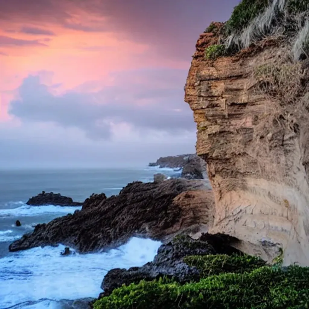 cliff next to ocean on raining night | OpenArt