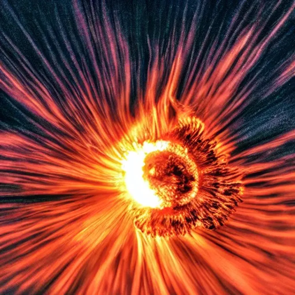 Extremely detailed photo of the a sun exploding | OpenArt