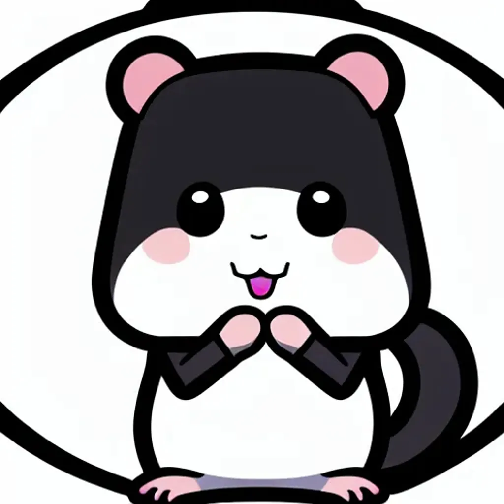 Prompt: hamster, by Pu Hua, trending on pixiv, tachisme, telegram sticker, clean scan, anime still frame, sticker, white margin border, white background, kawaii, thick black lines