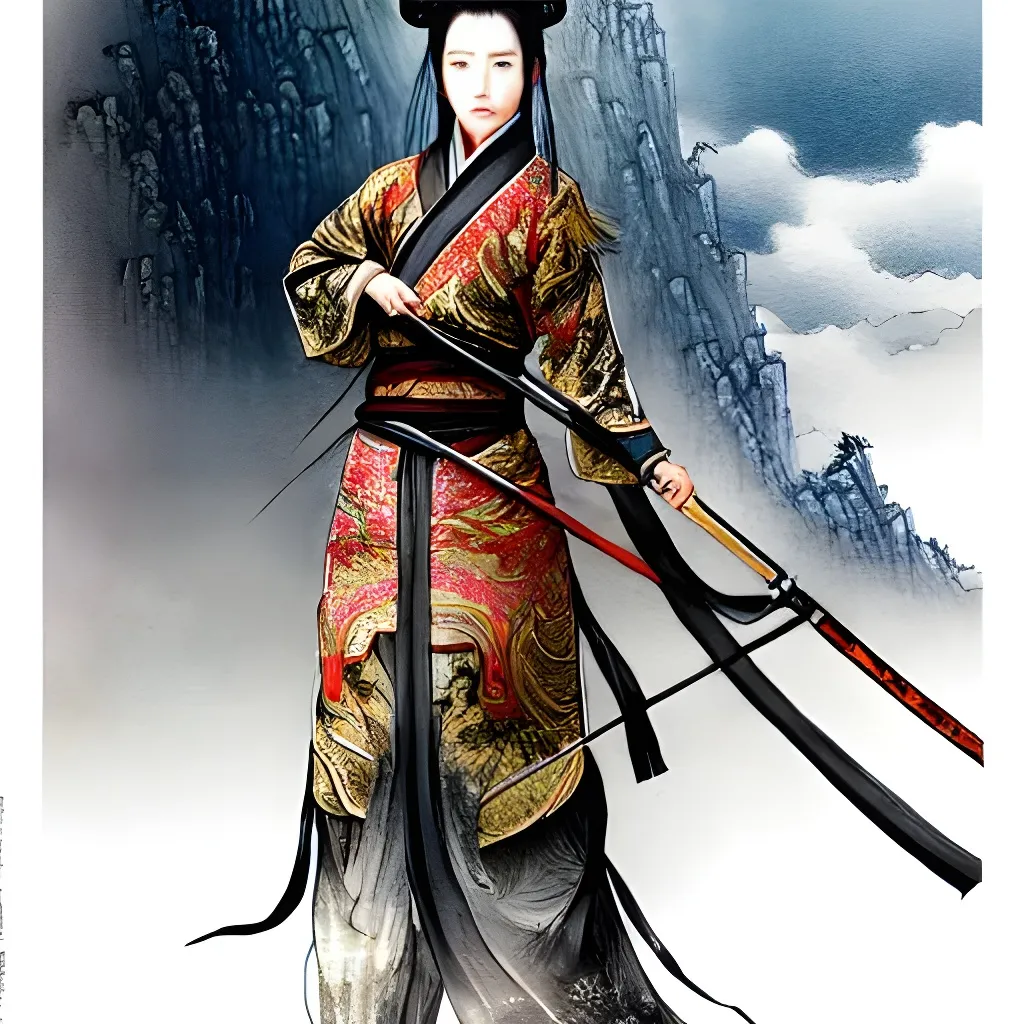 An epic fantasy wuxia illustration portrait of a bea... | OpenArt