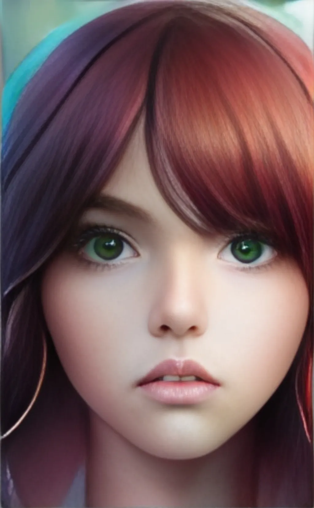 Prompt: Closeup face portrait, smooth soft skin, big dreamy emerald green eyes, beautiful intricate colored auburn hair, symmetrical, anime wide eyes, soft lighting, detailed face, by makoto shinkai, stanley artgerm lau, wlop, rossdraws, concept art, digital painting, ultrahd, looking into camera