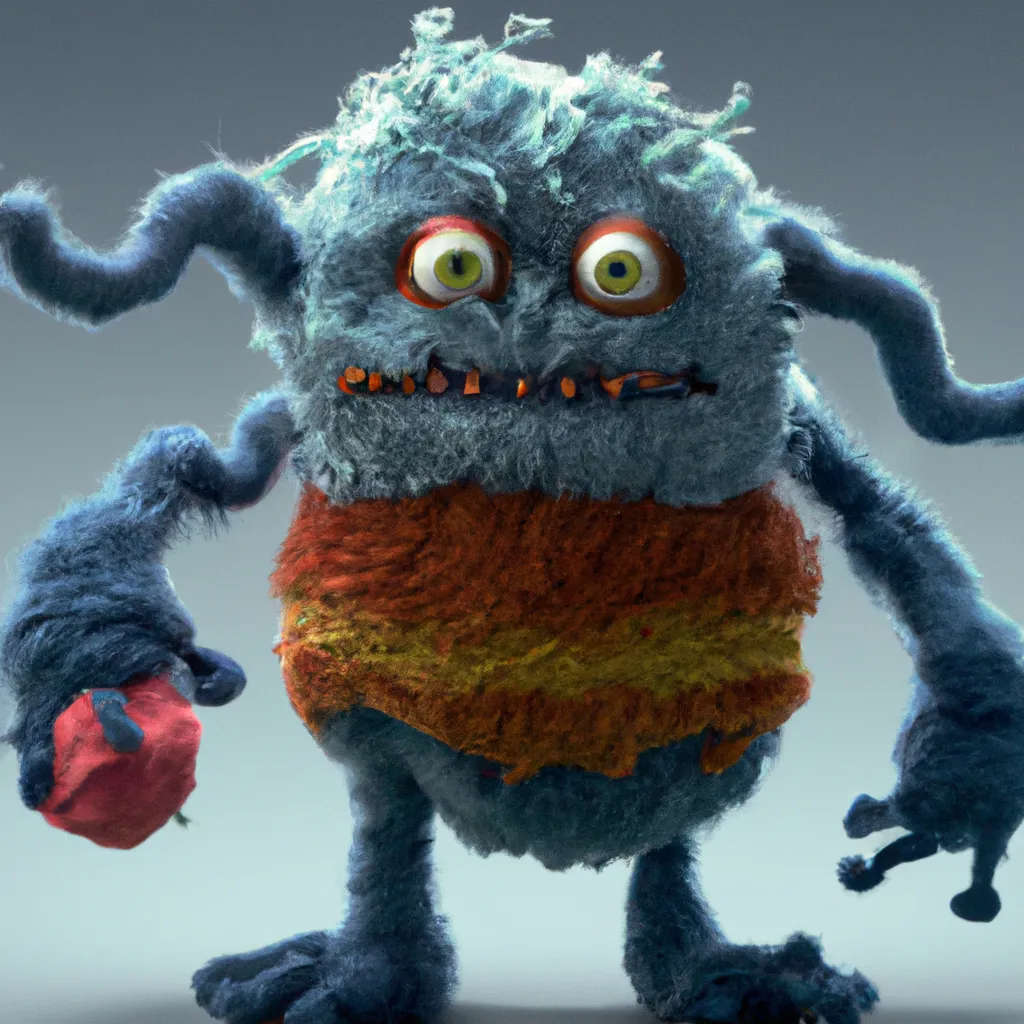 Prompt: A monster made out of yarn, photorealistic,8K,HDR