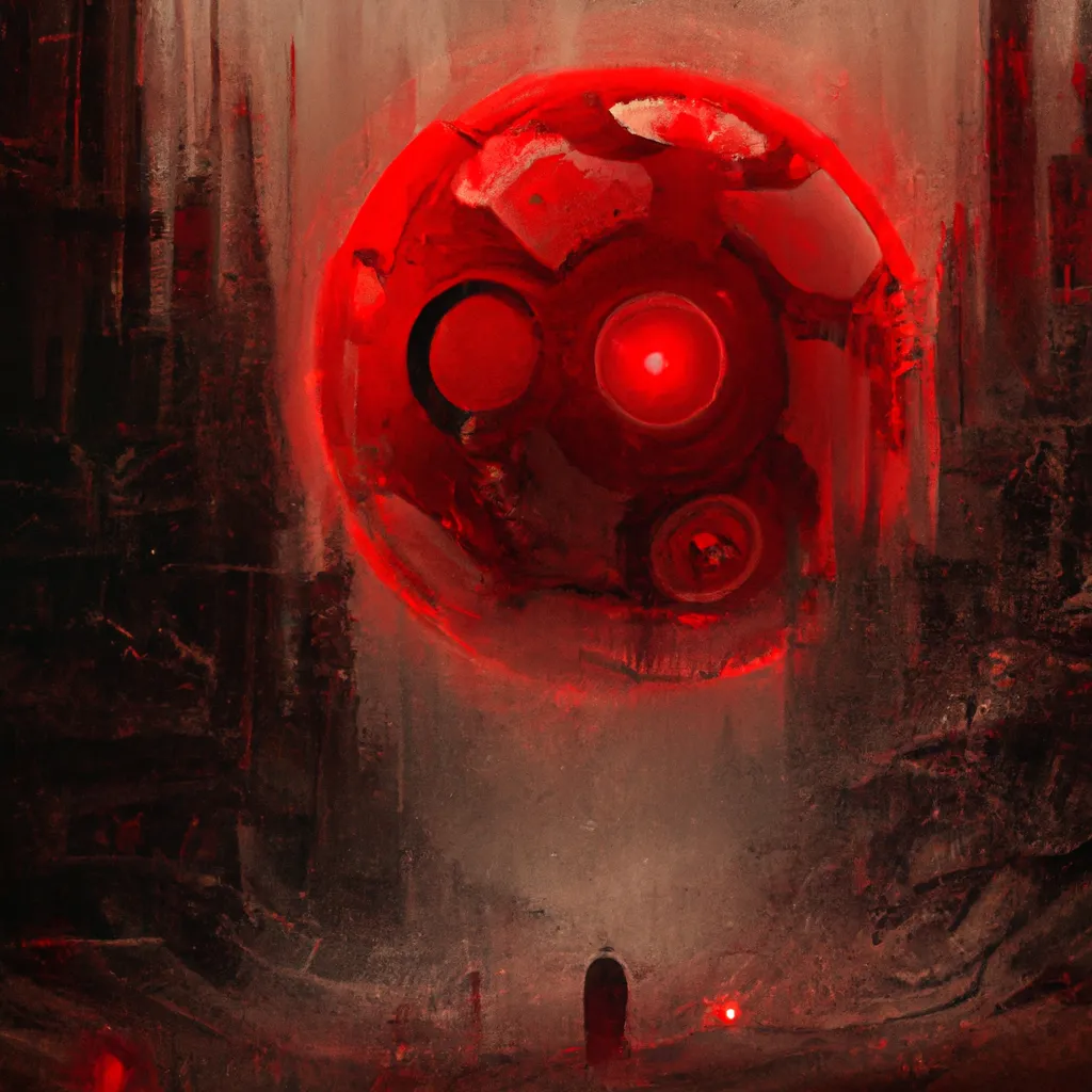 Prompt: sinister staring vast red cyberspace dimension, tron, half-life 2, first-person shooter, made from red spheres, red dark digital monsters, beautiful science fantasy landscape, cybernetic, surreal, artstation, highly detailed, art by yuumei, concept art, vast, operatic
