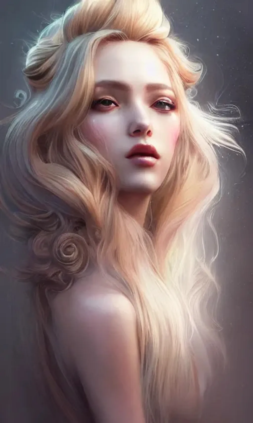 Prompt: matte portrait, feminine elegant ethereal beautiful Rosy Madeleine princess with intricately decorated cyberpunk streetwear, blonde balayage wild hair, royal vibe, highly detailed, digital painting, Trending on artstation , HD quality, by artgerm and greg rutkowski and alphonse mucha, dramatic light, octane