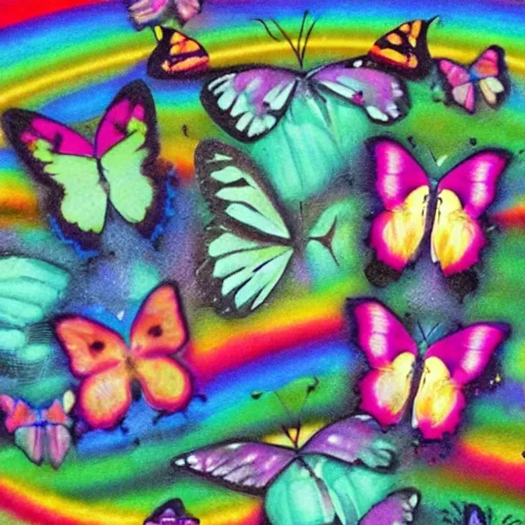 butterflies inside of a rainbow
