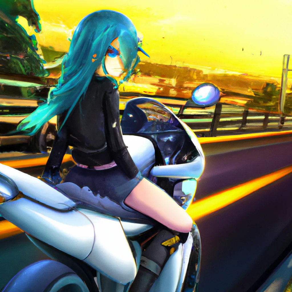 An Anime Girl Riding A Motorcycle Down A Highwaydig Openart 