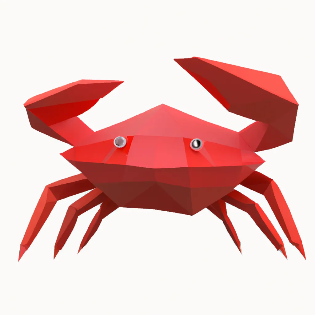 Prompt: a 3d render of a low poly crab