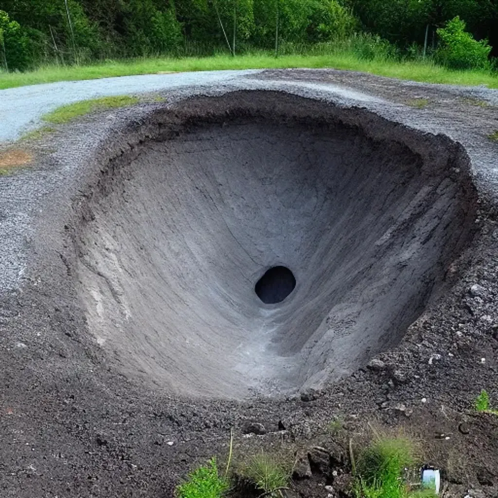 Prompt: grey hole in the ground.