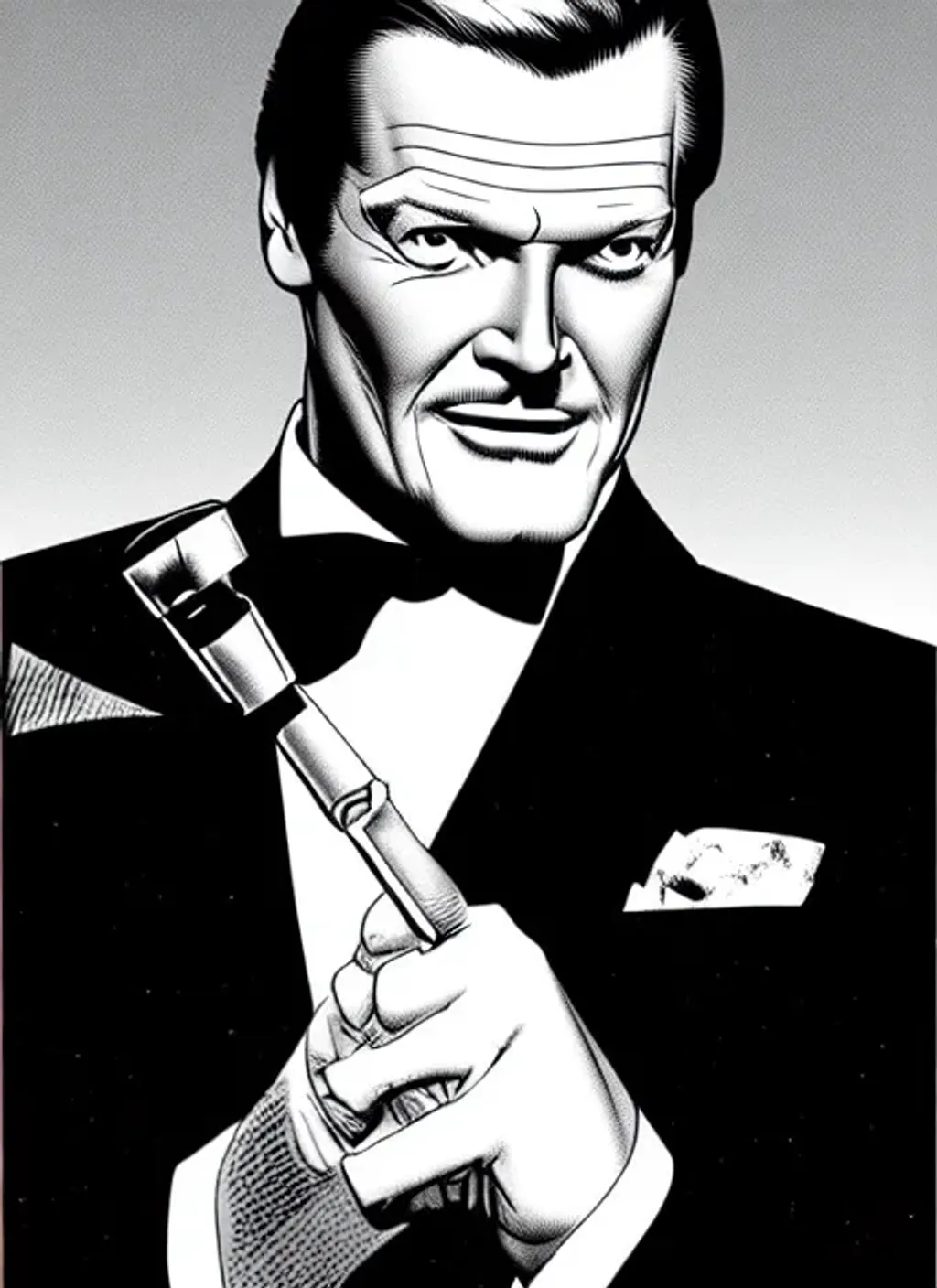 Prompt: Roger Moore by Todd McFarlane
