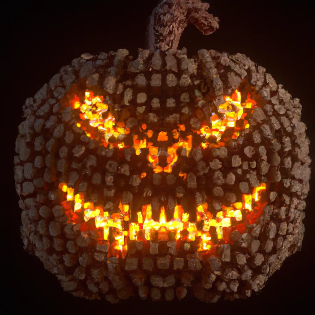 Prompt: a big jack-o lantern made from 100 small jack-o lanterns, trending on artstation, hollow knight, designed by ari gibson,