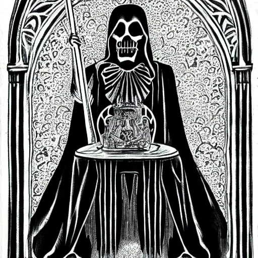 grim reaper sitting on diamond throne with hourglass... | OpenArt