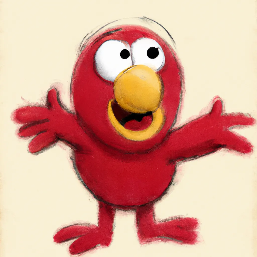 Prompt: Elmo in the style of Joey Ahlbum