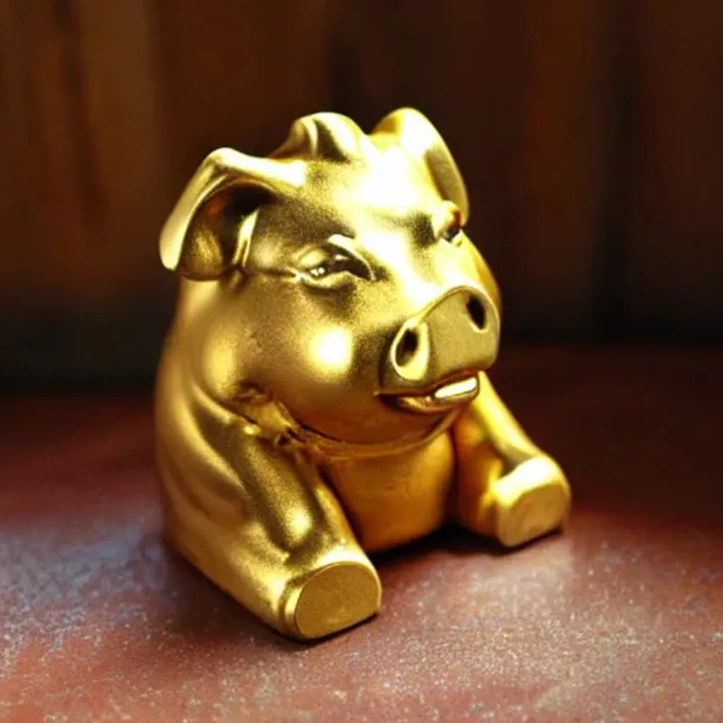 Prompt: Golden Pig Holy God Award for the Pure of Heart. Red Insignia. 